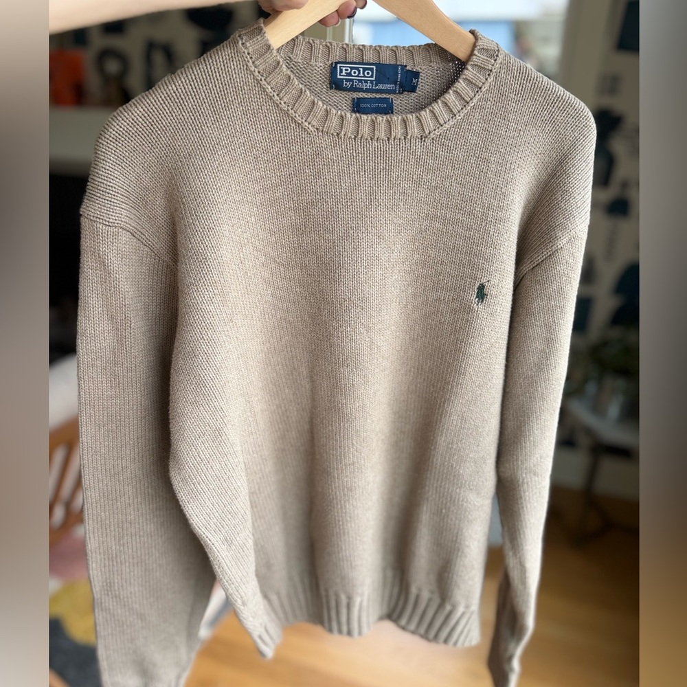 Vintage Polo Ralph Lauren Sweater, Medium Oatmeal Beige Knit, 100% Cotton. - Picture 8 of 8